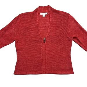 AUGUST SILK Large Rust Orange Knit Cardigan Sweater Toggle Close Fall Autumn